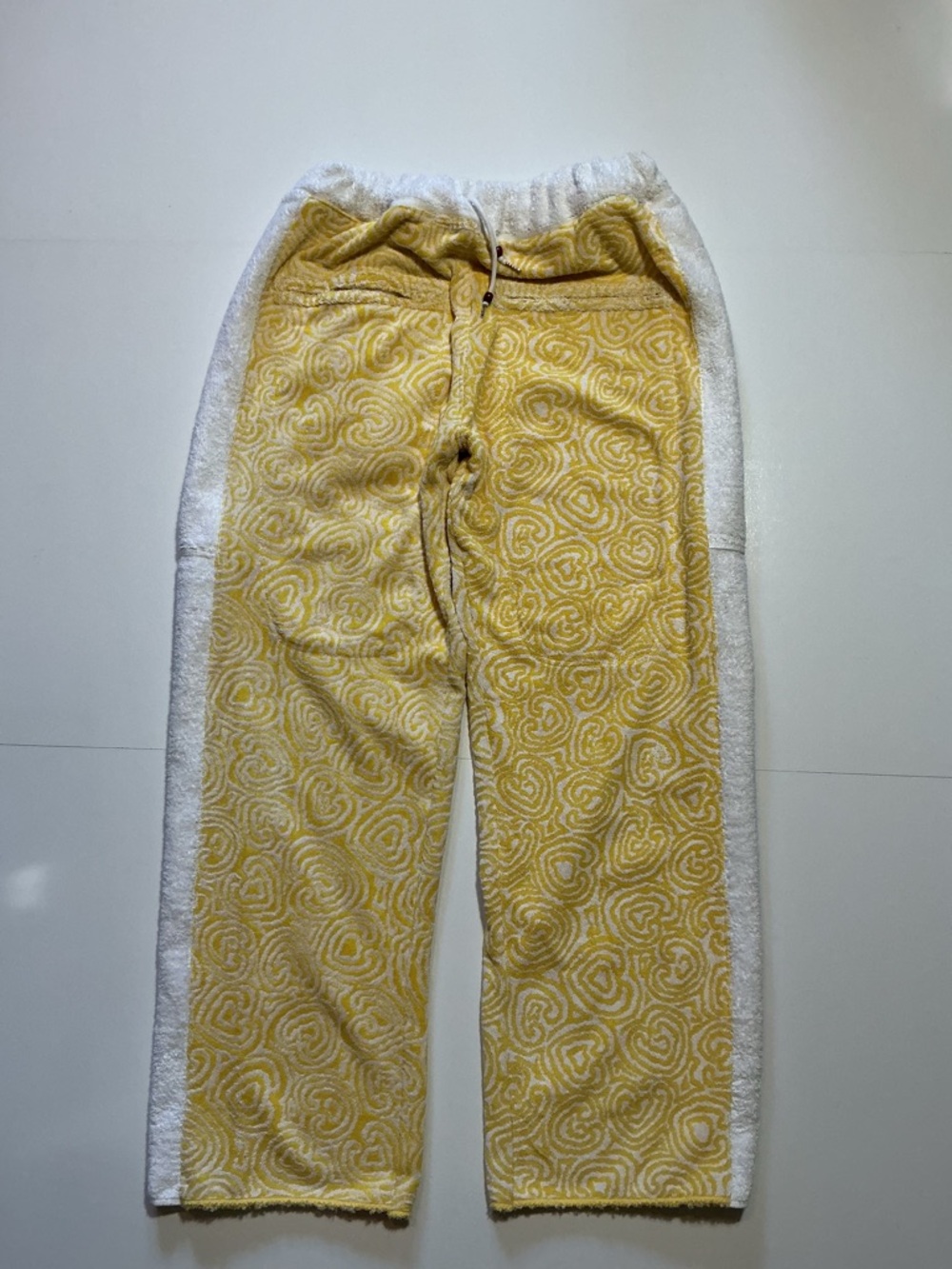 Vintage Pratesi Made In Italy Finest Egyptian Cotton Yellow White Towel Pants